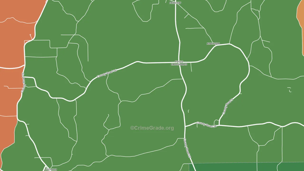 Pools Crossroads, AL Map of Robbery Rates