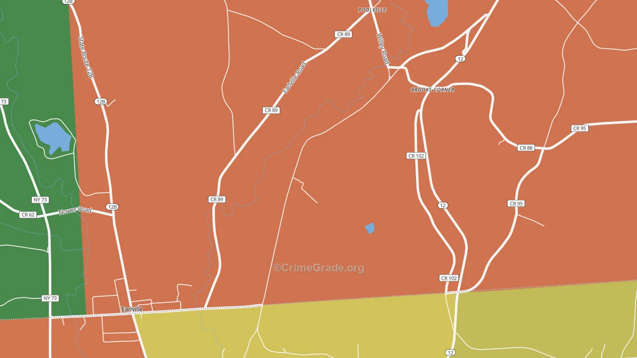 Poolville, NY Map of Robbery Rates