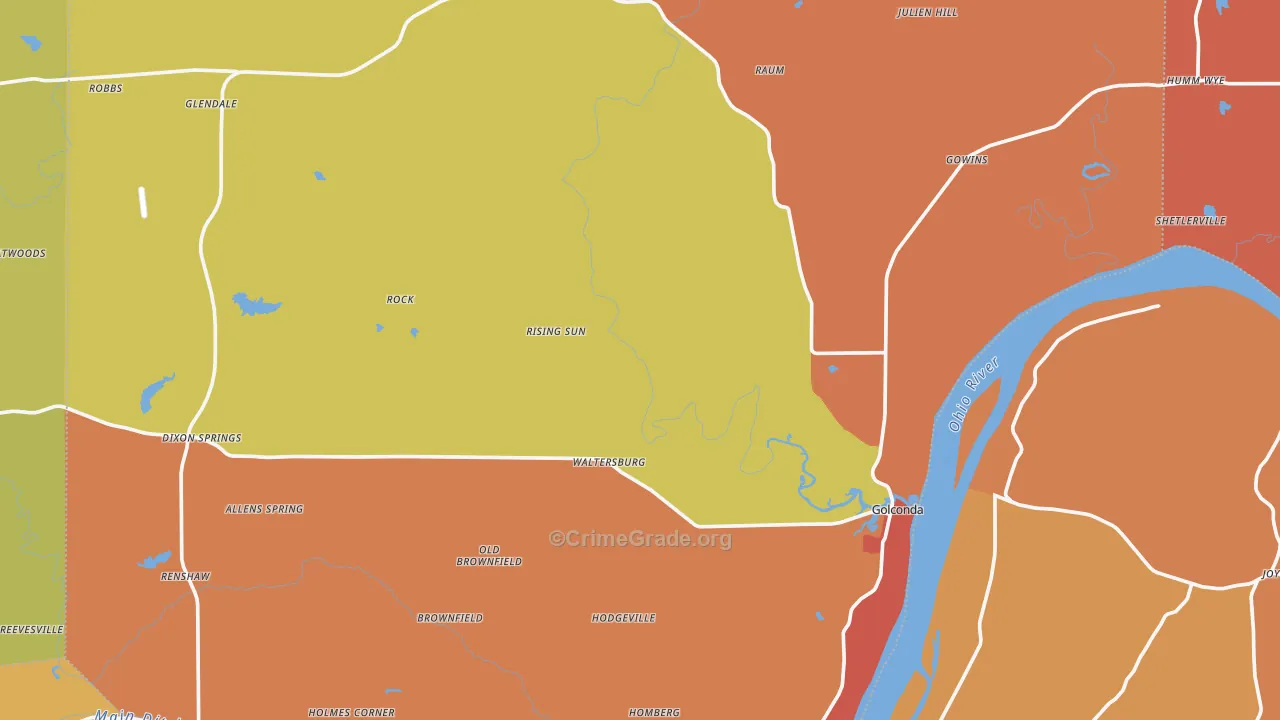 Pope County, IL Map of Robbery Rates