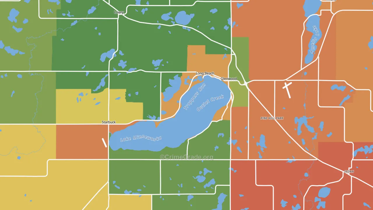Pope County, MN Map of Robbery Rates