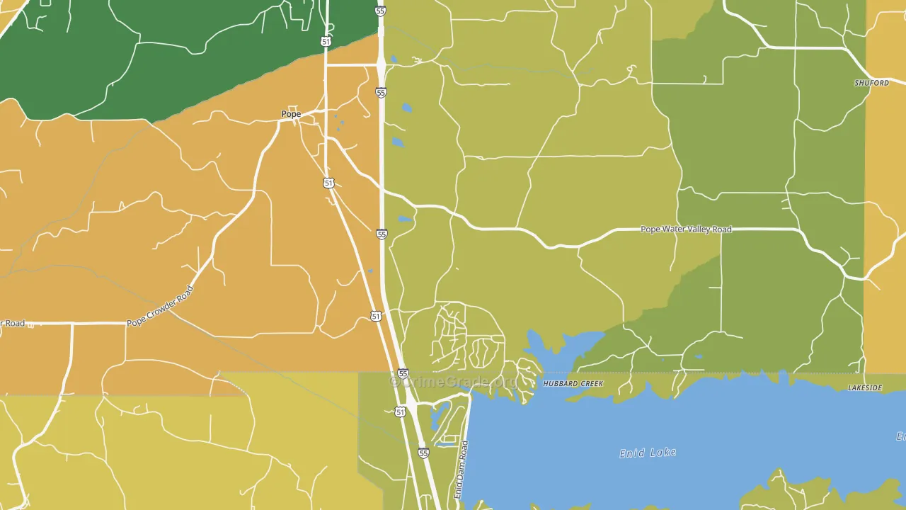 Pope, MS Map of Robbery Rates