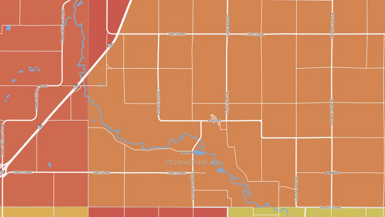 Popejoy, IA Map of Robbery Rates
