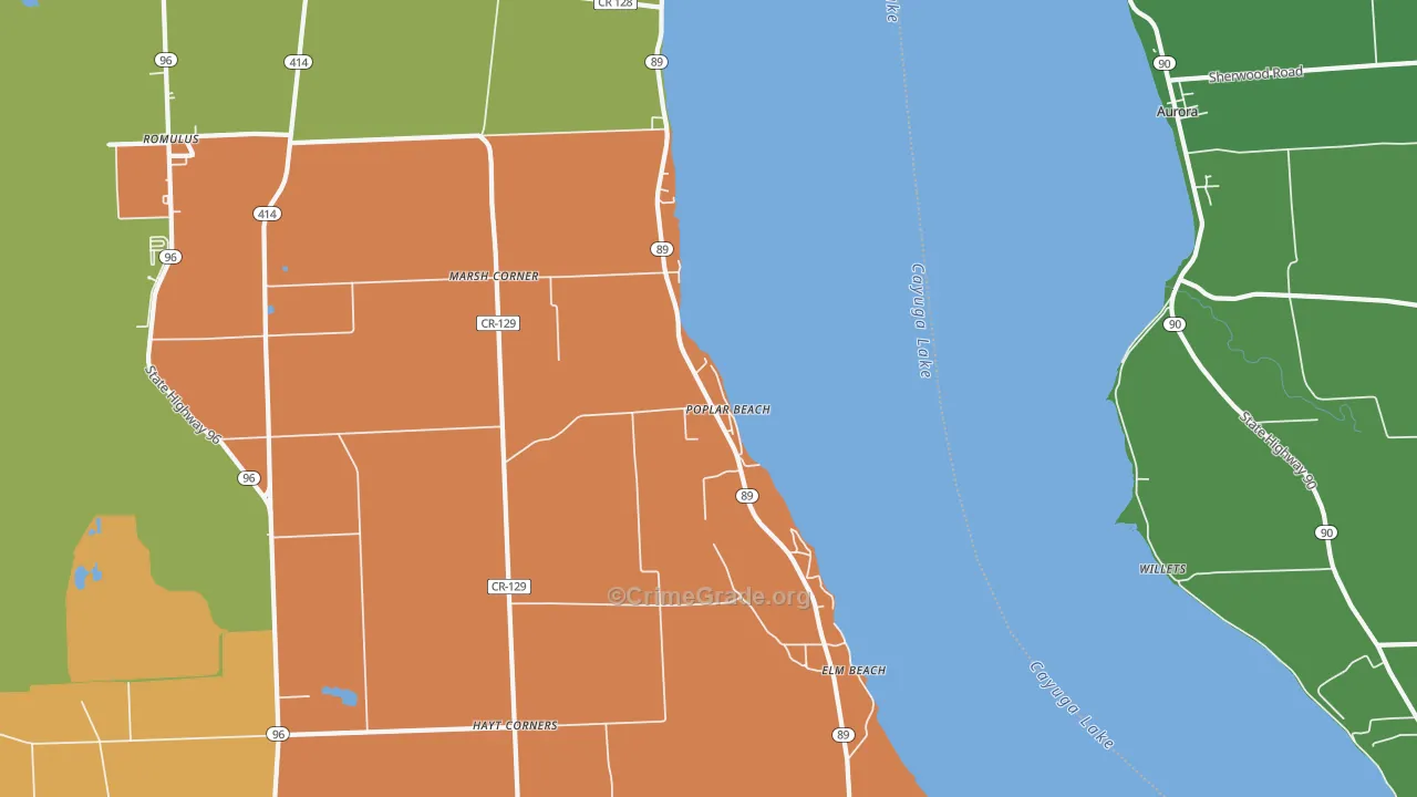 Poplar Beach, NY Map of Robbery Rates