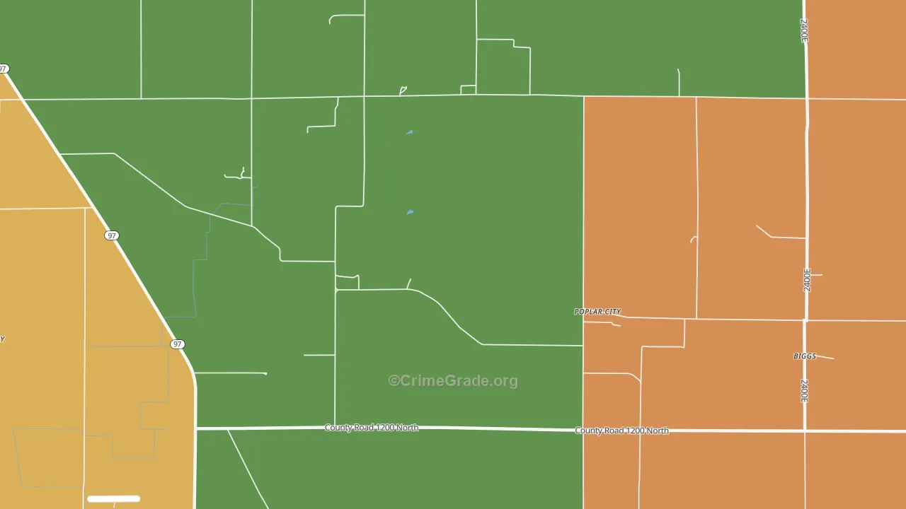 Poplar City, IL Map of Robbery Rates