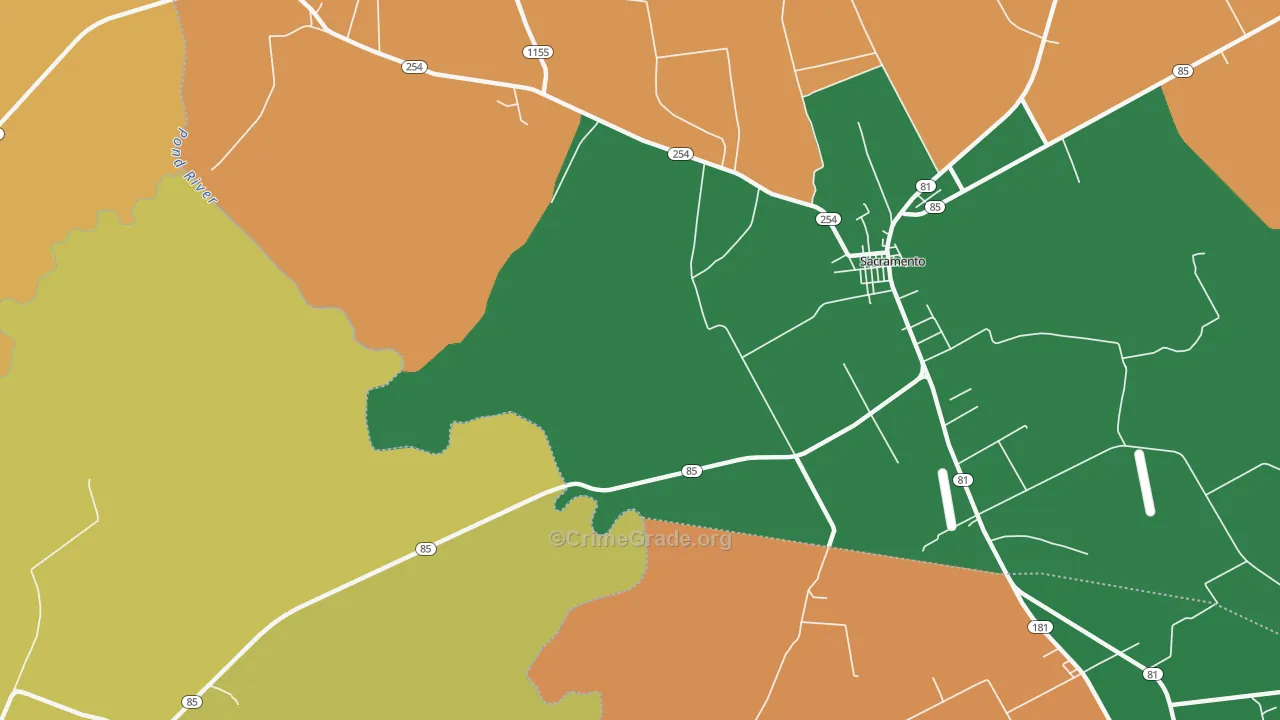 Poplar Grove, KY Map of Robbery Rates