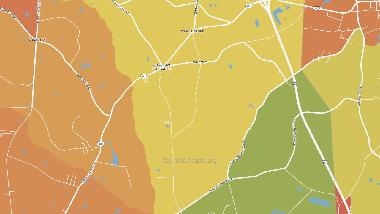Poplar Grove, NC Map of Robbery Rates