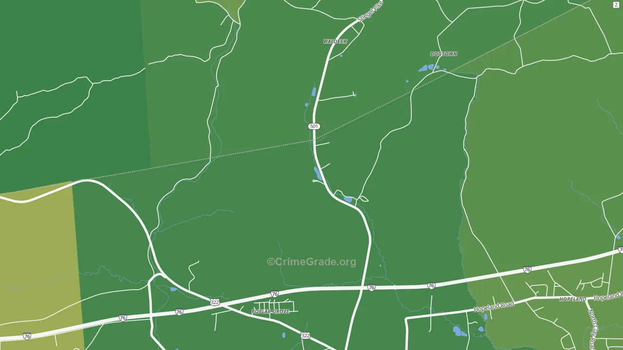 Poplar Grove, PA Map of Robbery Rates