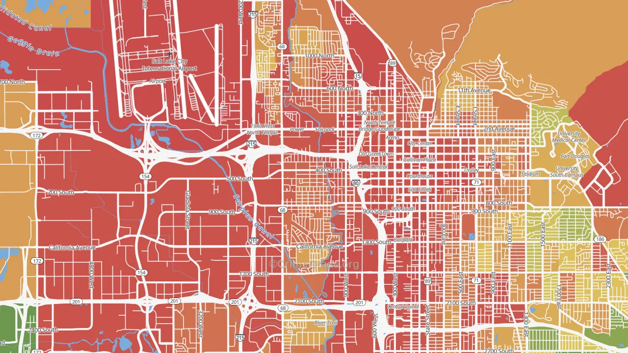 Poplar Grove, Salt Lake City, UT Map of Robbery Rates