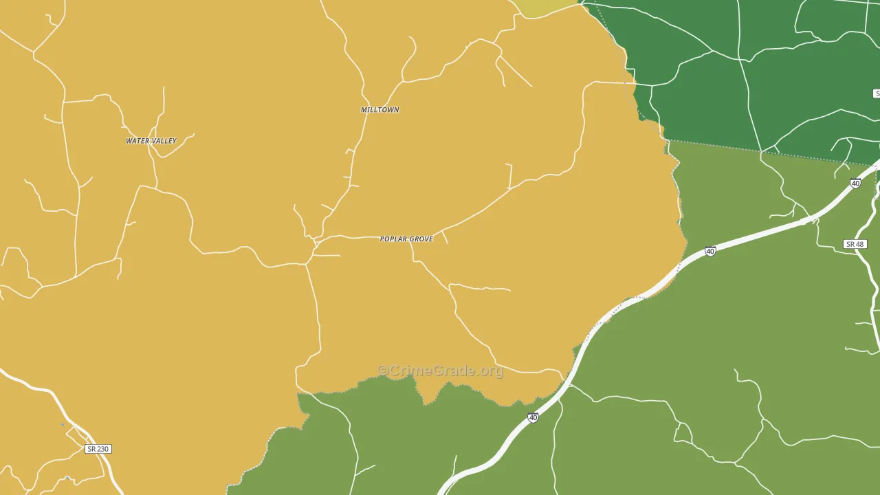 Poplar Grove, TN Map of Robbery Rates