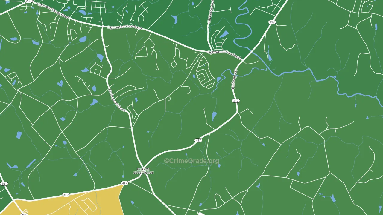 Poplar Springs, SC Map of Robbery Rates