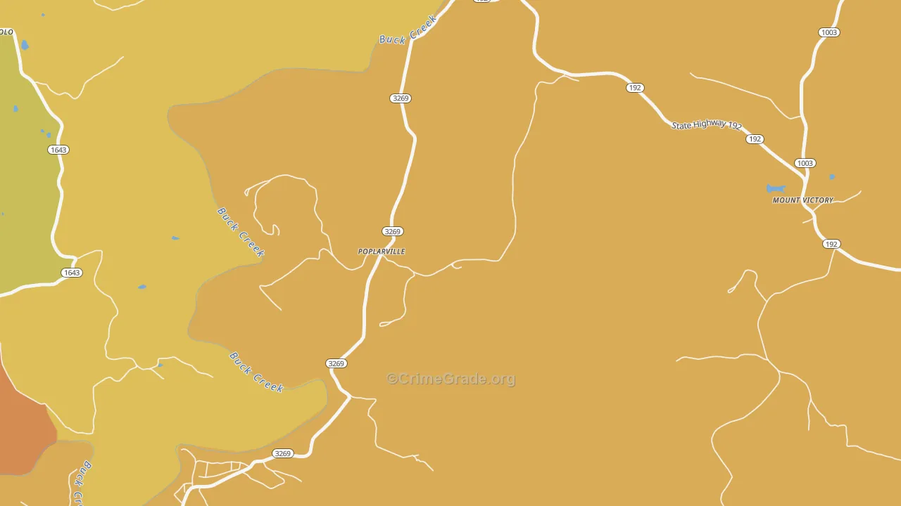 Poplarville, KY Map of Robbery Rates