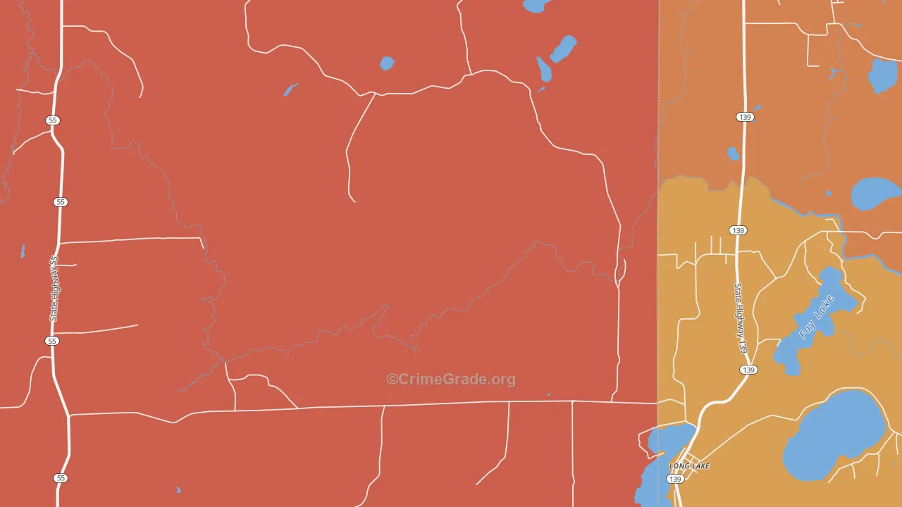 Popple River, WI Map of Robbery Rates