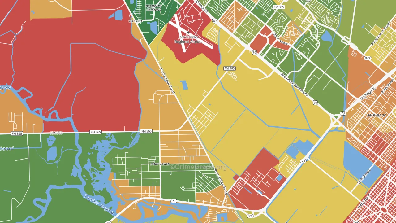 Port Acres, TX Map of Robbery Rates