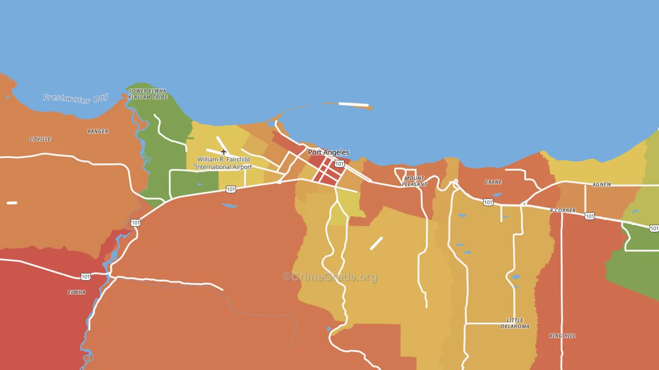 Port Angeles, WA Map of Robbery Rates