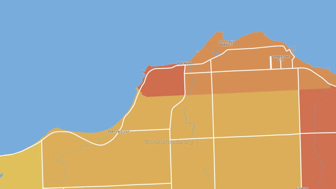 Port Austin, MI Map of Robbery Rates