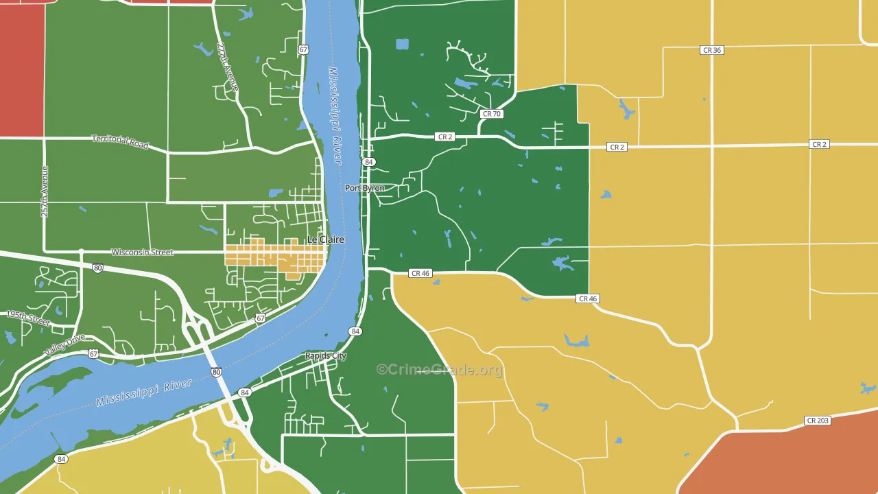 Port Byron, IL Map of Robbery Rates