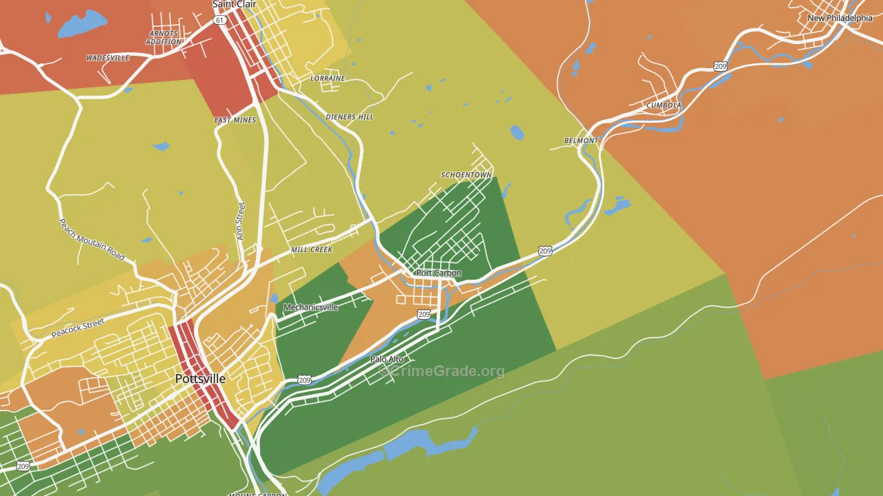 Port Carbon, PA Map of Robbery Rates
