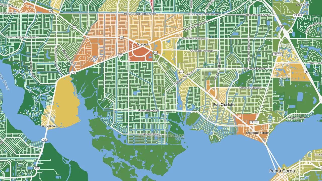 Port Charlotte, FL Map of Robbery Rates