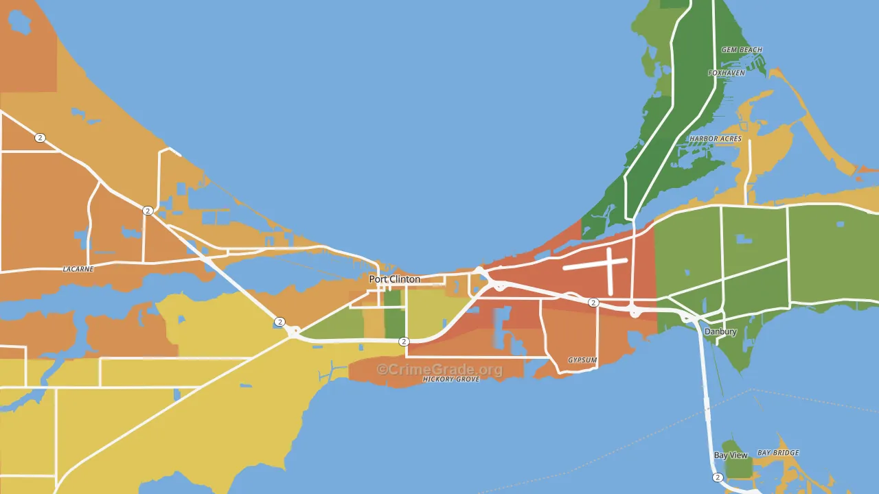Port Clinton, OH Map of Robbery Rates