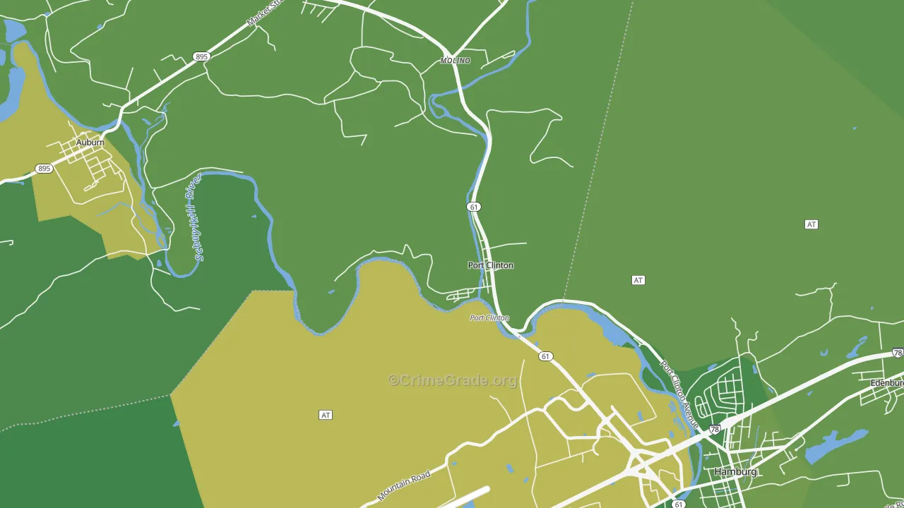 Port Clinton, PA Map of Robbery Rates