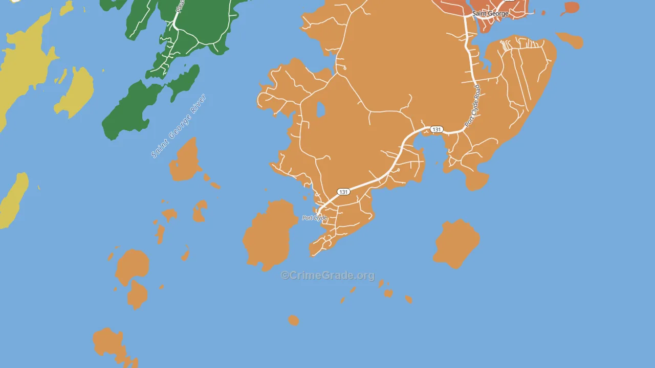 Port Clyde, ME Map of Robbery Rates