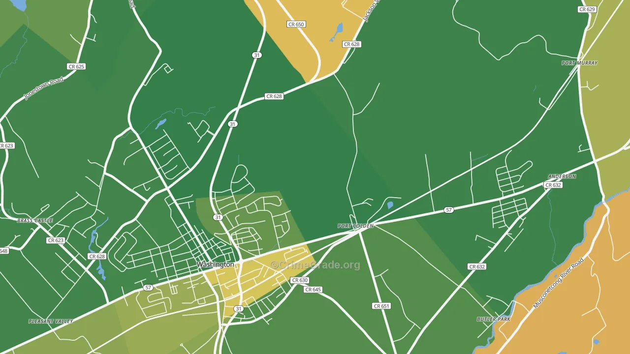 Port Colden, NJ Map of Robbery Rates