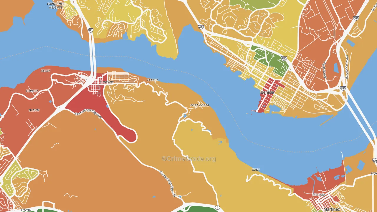 Port Costa, CA Map of Robbery Rates
