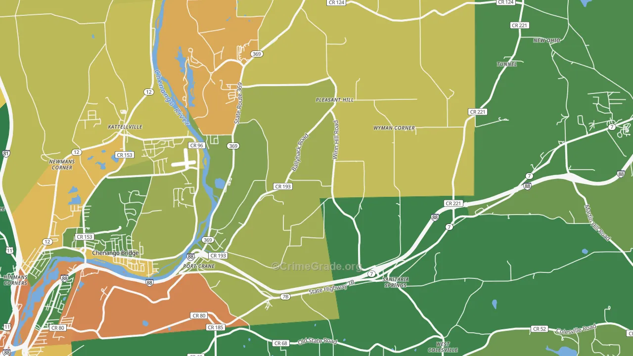 Port Crane, NY Map of Robbery Rates