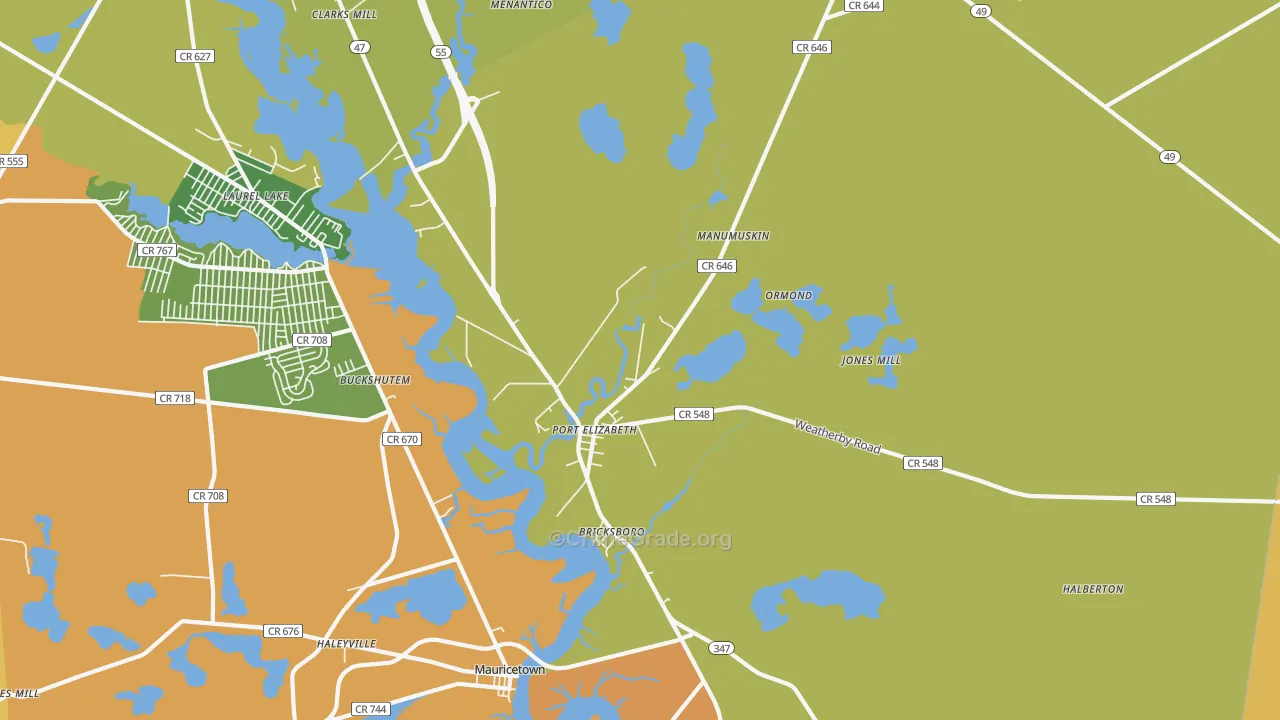 Port Elizabeth, NJ Map of Robbery Rates