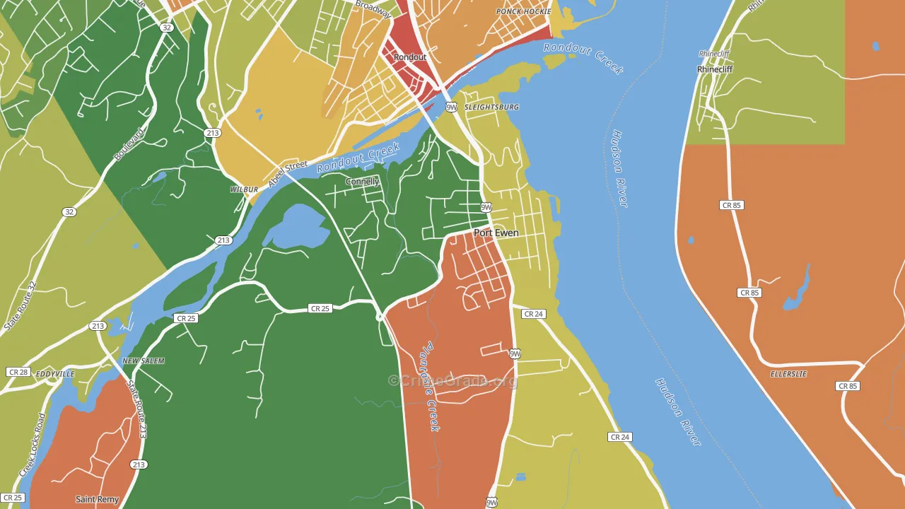 Port Ewen, NY Map of Robbery Rates