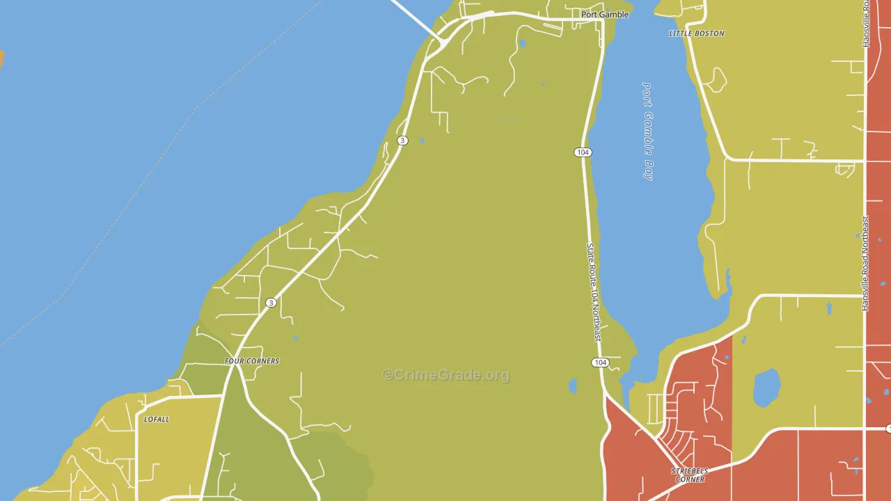 Port Gamble, WA Map of Robbery Rates