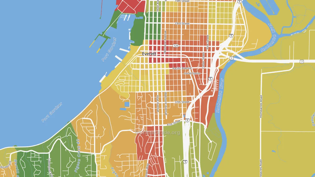 Port Gardner, Everett, WA Map of Robbery Rates