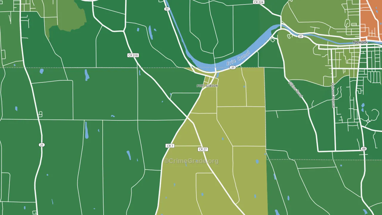 Port Gibson, NY Map of Robbery Rates