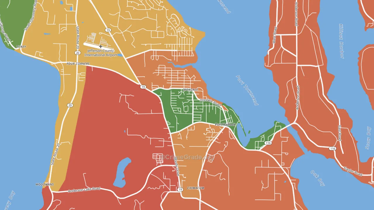Port Hadlock-Irondale, WA Map of Robbery Rates