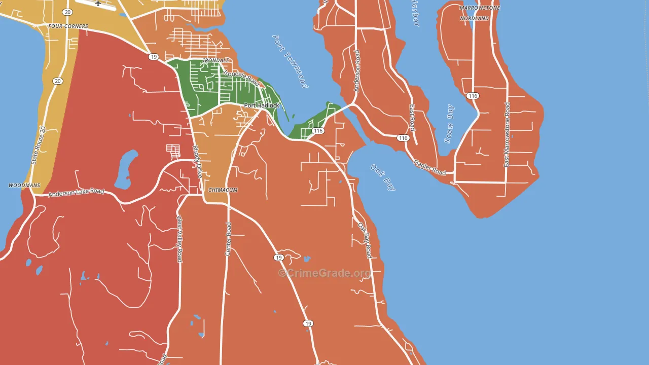 Port Hadlock, WA Map of Robbery Rates