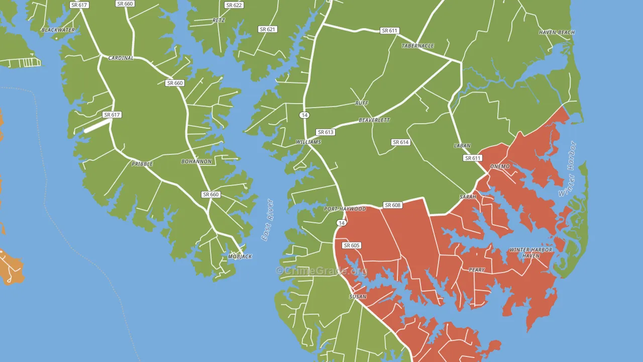 Port Haywood, VA Map of Robbery Rates