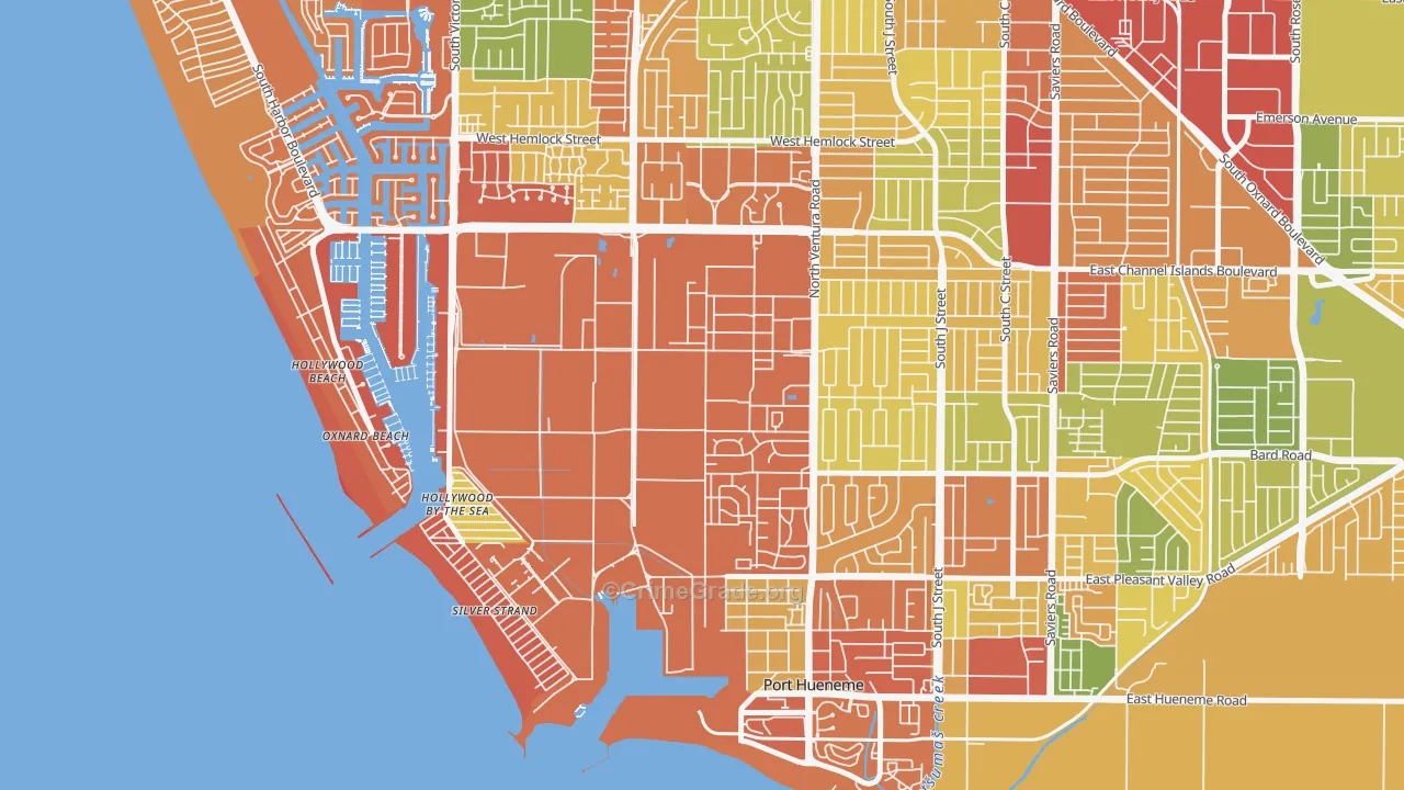 Port Hueneme Cbc Base, CA Map of Robbery Rates