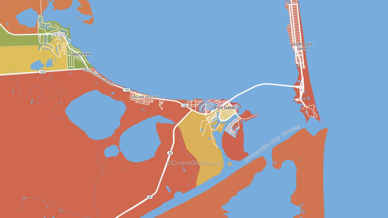 Port Isabel, TX Map of Robbery Rates