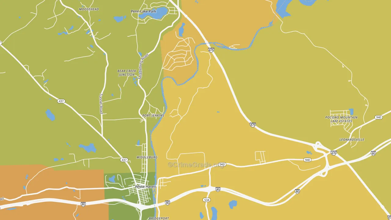 Port Jenkins, PA Map of Robbery Rates