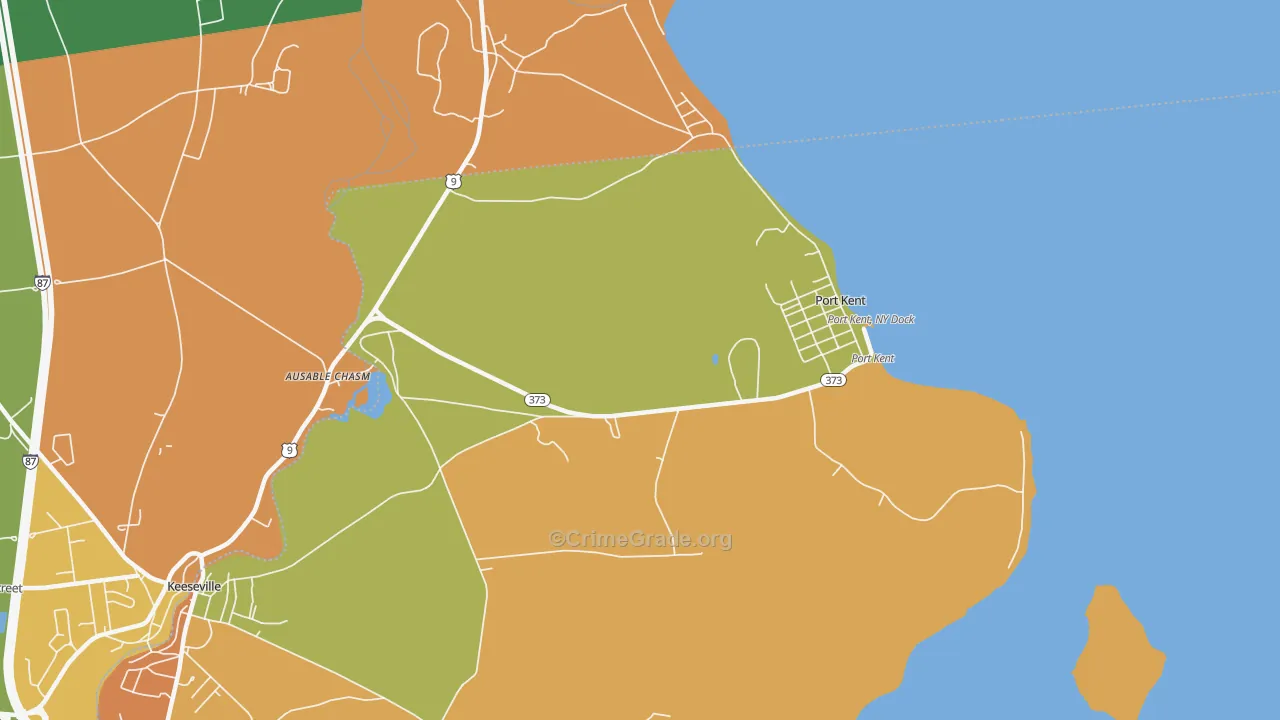 Port Kent, NY Map of Robbery Rates