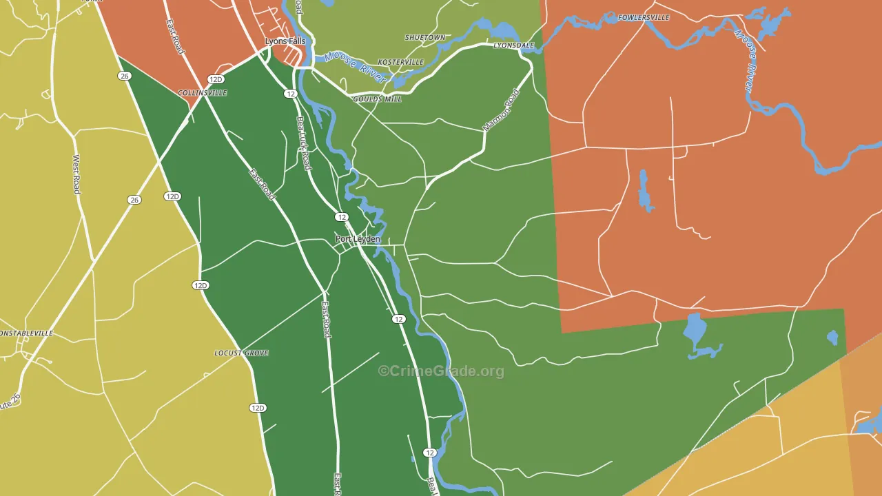 Port Leyden, NY Map of Robbery Rates