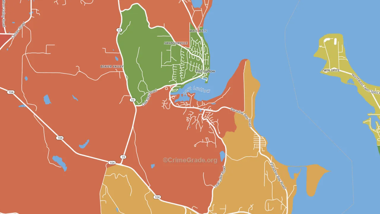 Port Ludlow, WA Map of Robbery Rates
