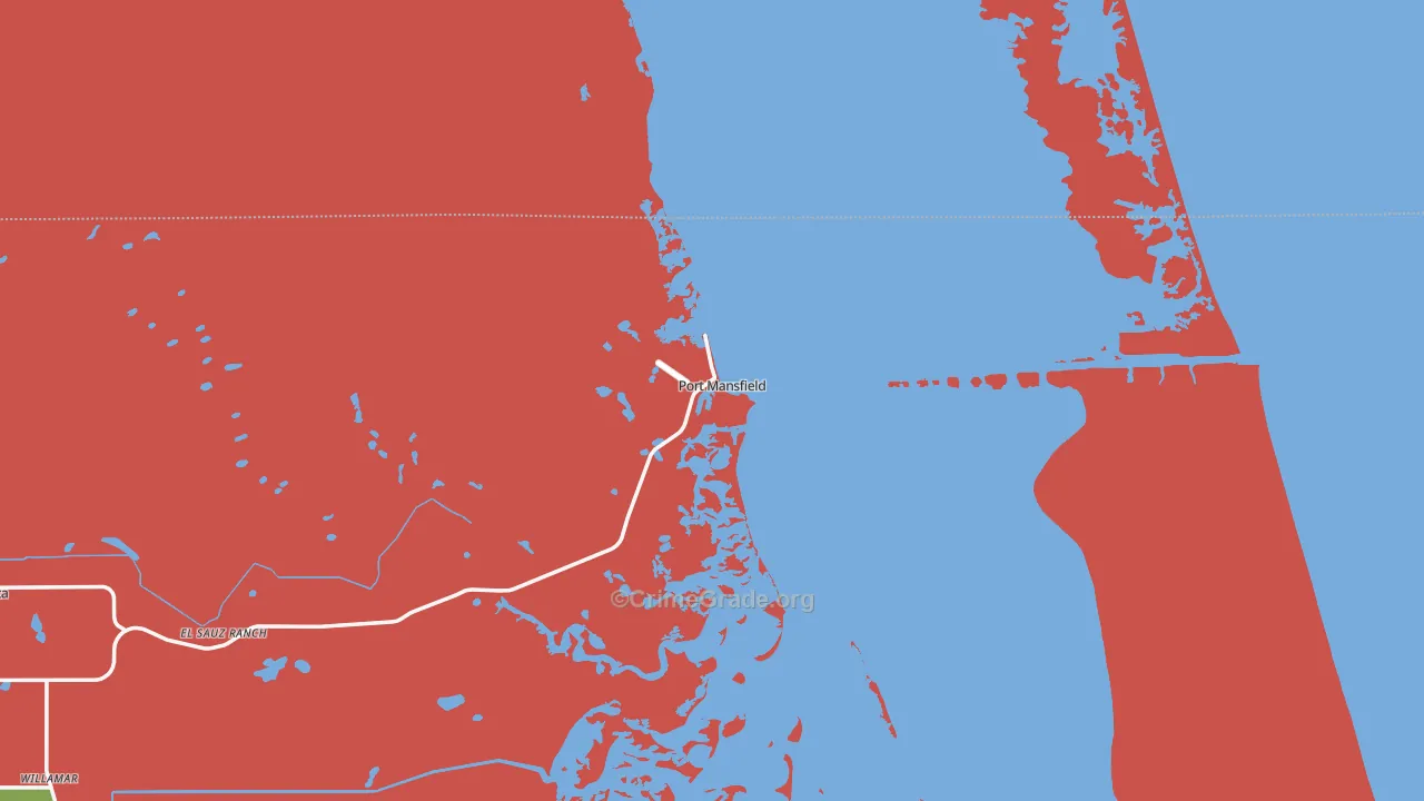 Port Mansfield, TX Map of Robbery Rates