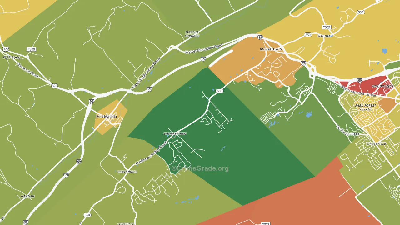 Port Matilda, PA Map of Robbery Rates