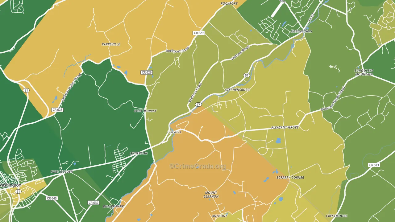 Port Murray, NJ Map of Robbery Rates