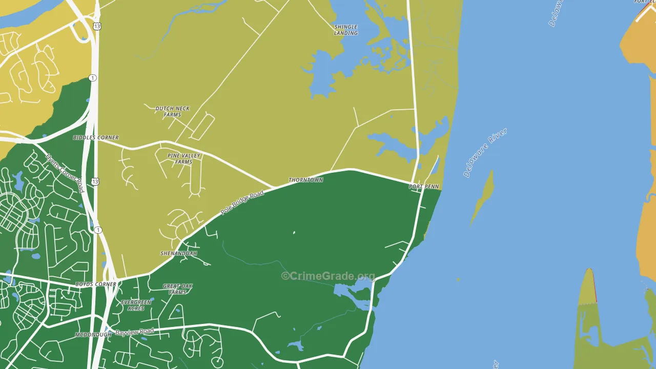 Port Penn, DE Map of Robbery Rates