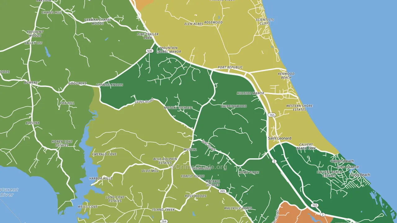 Port Republic, MD Map of Robbery Rates