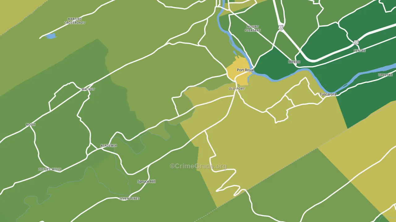 Port Royal, PA Map of Robbery Rates