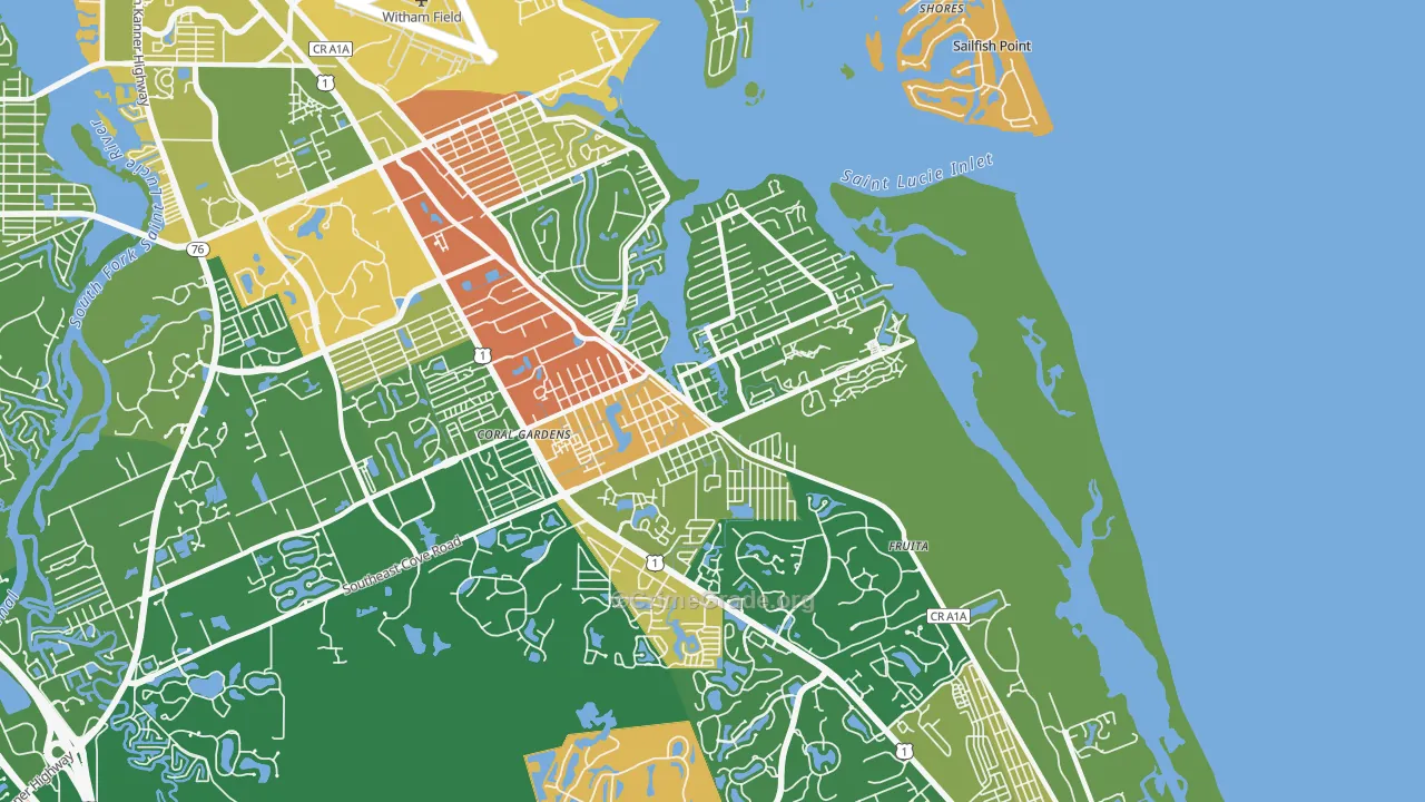 Port Salerno, FL Map of Robbery Rates