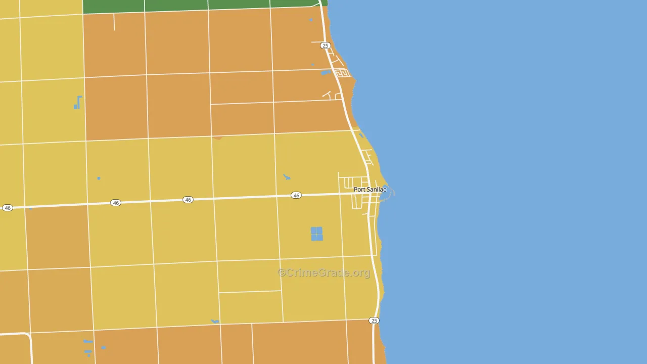 Port Sanilac, MI Map of Robbery Rates
